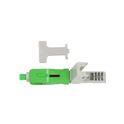 Alligator clip, front bar wedge, SM, 52mm, for drop cable, vertical input, SC/APC 90 degree fiber optic connector