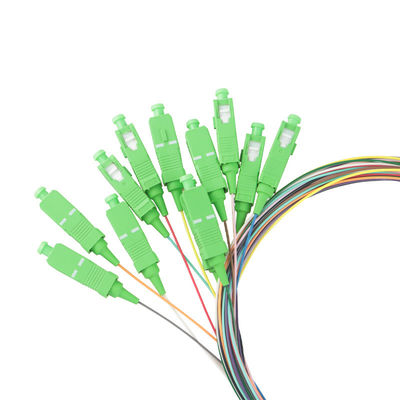 SC/APC-NC, LSZH, 0.9mm, 12 Fiber, G.657A2, 1 meter Color-coded 900μm Pigtail Packs