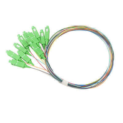 SC/APC-NC, LSZH, 0.9mm, 12 Fiber, G.657A2, 1 meter Color-coded 900μm Pigtail Packs