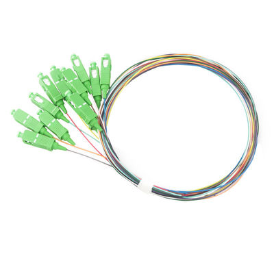 SC/APC-NC, LSZH, 0.9mm, 12 Fiber, G.657A2, 1 meter Color-coded 900μm Pigtail Packs