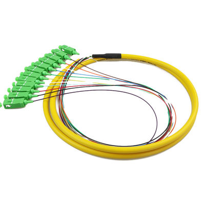 SC/APC-NC, LSZH, 0.9mm, 12 Fiber, G.657A2, 1 meter Color-coded Distribute Style Pigtail Packs