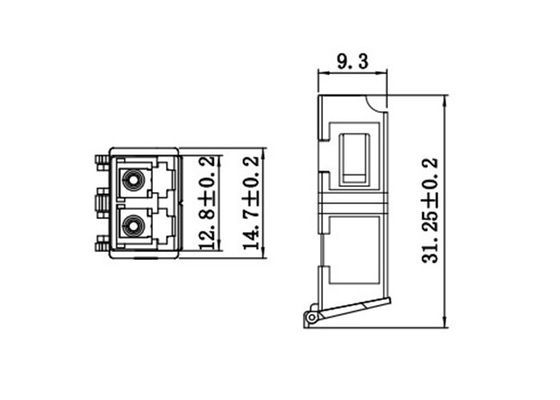 Flangeless Shutter LC - LC Duplex Fiber Optic Adapter